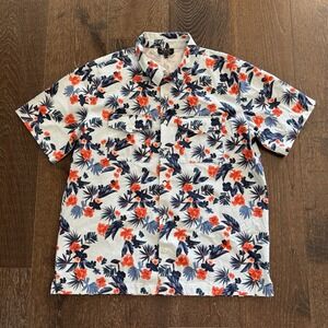 A.P.C. AUGUSTIN FLORAL HAWAIIAN SHORT SLEEVE SHIRT SZ L DOUBLE BREAST POCKET